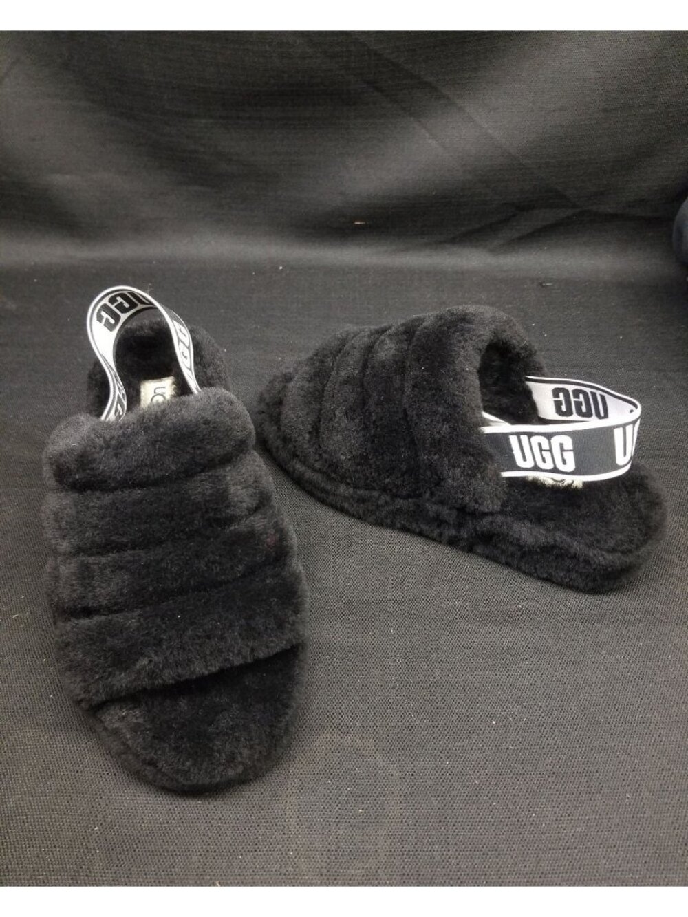 UGG Women's Fluff Yeah Slippers Slides Soft Black Size 7 NEW IN BOX!